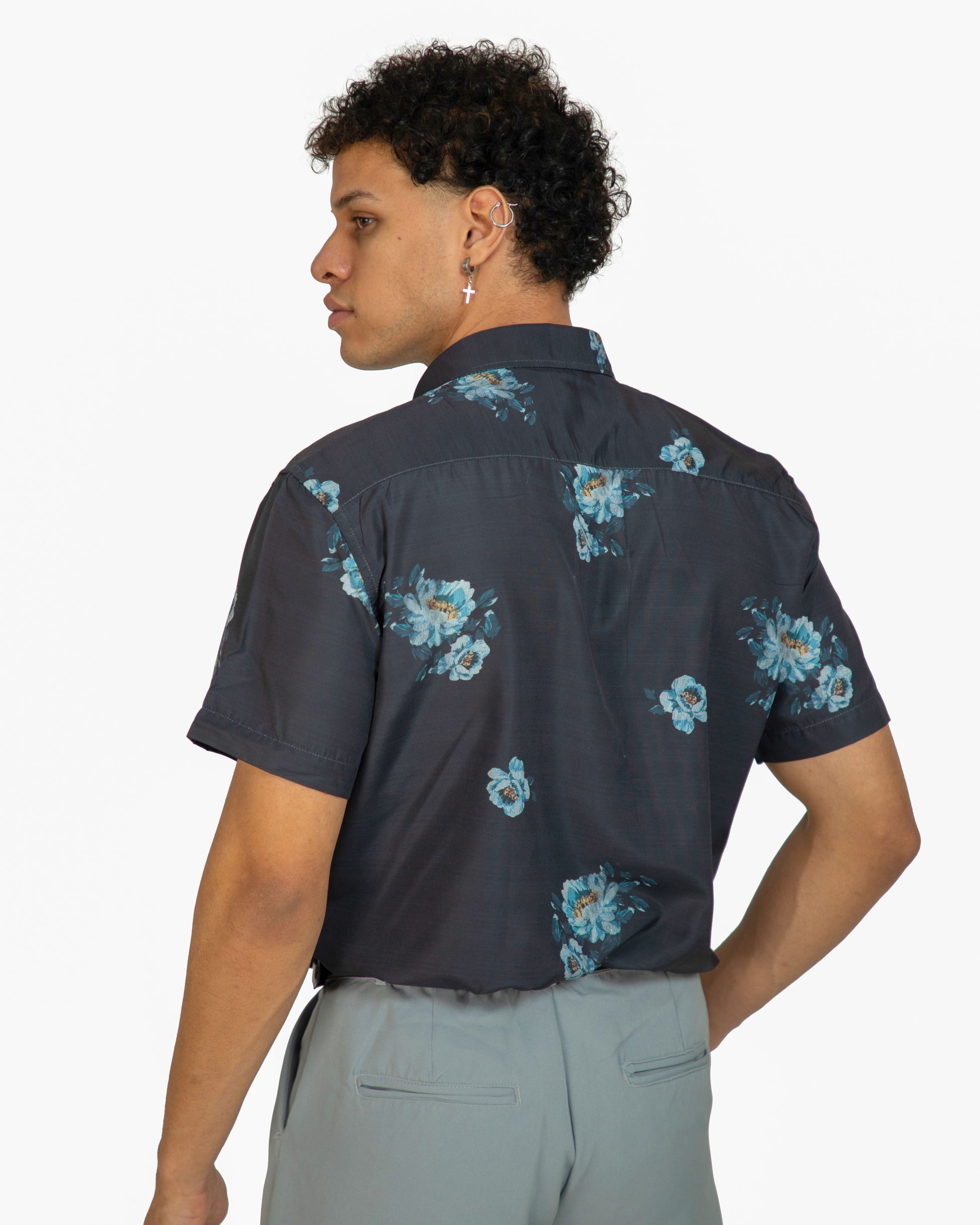 Buy Navy Blue Rose Printed Half Sleeve Shirt for Men – ADEL VIDA