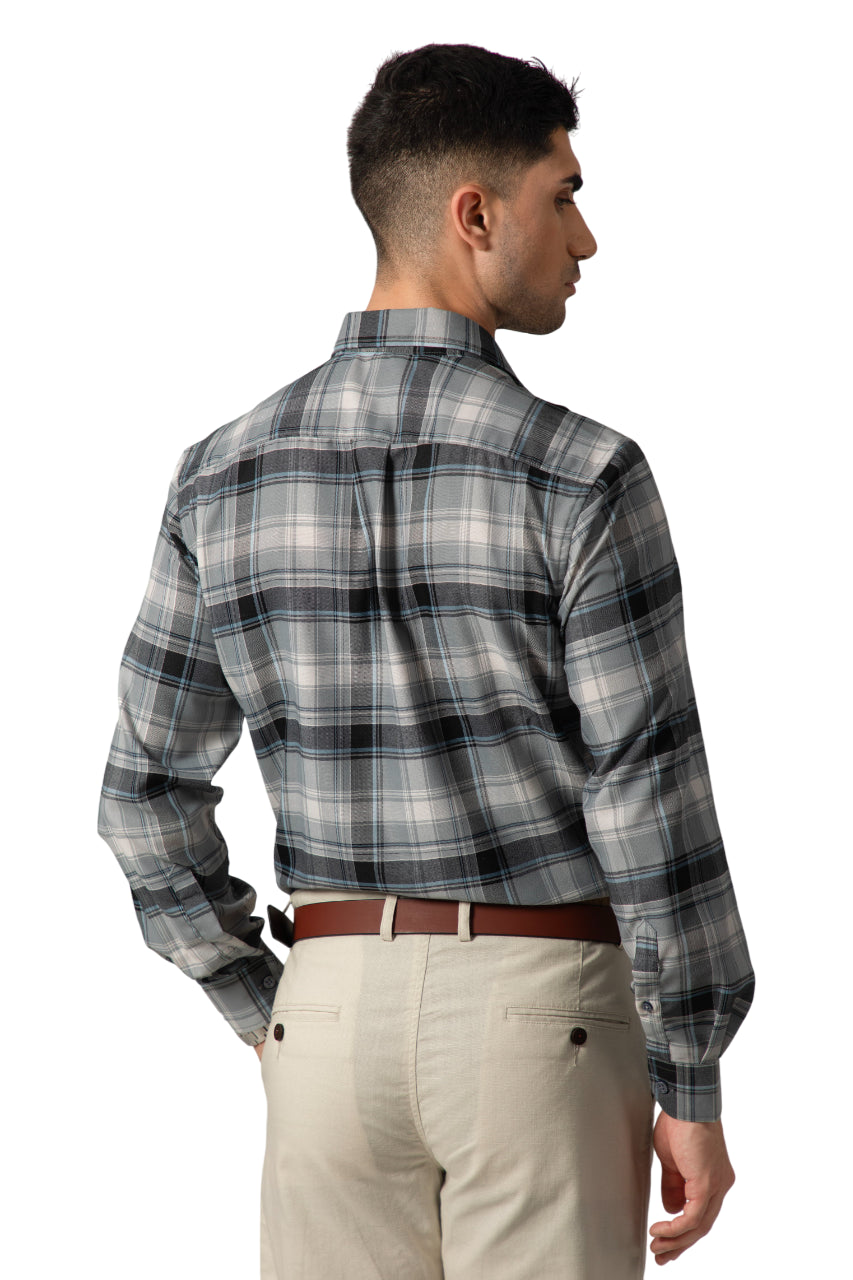 "Blue Plaid Shirt Men"