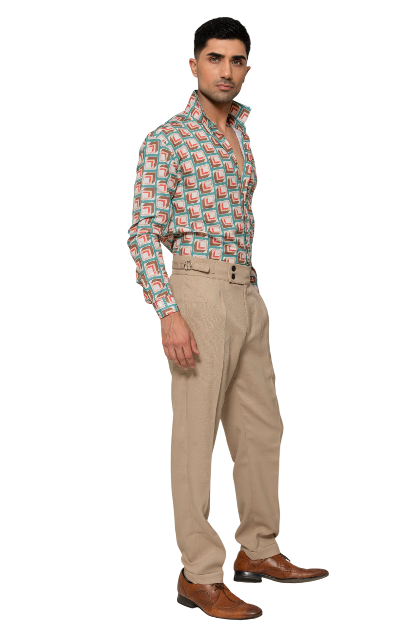 "Men Maze Box Slim Fit Long Sleeve Shirt"