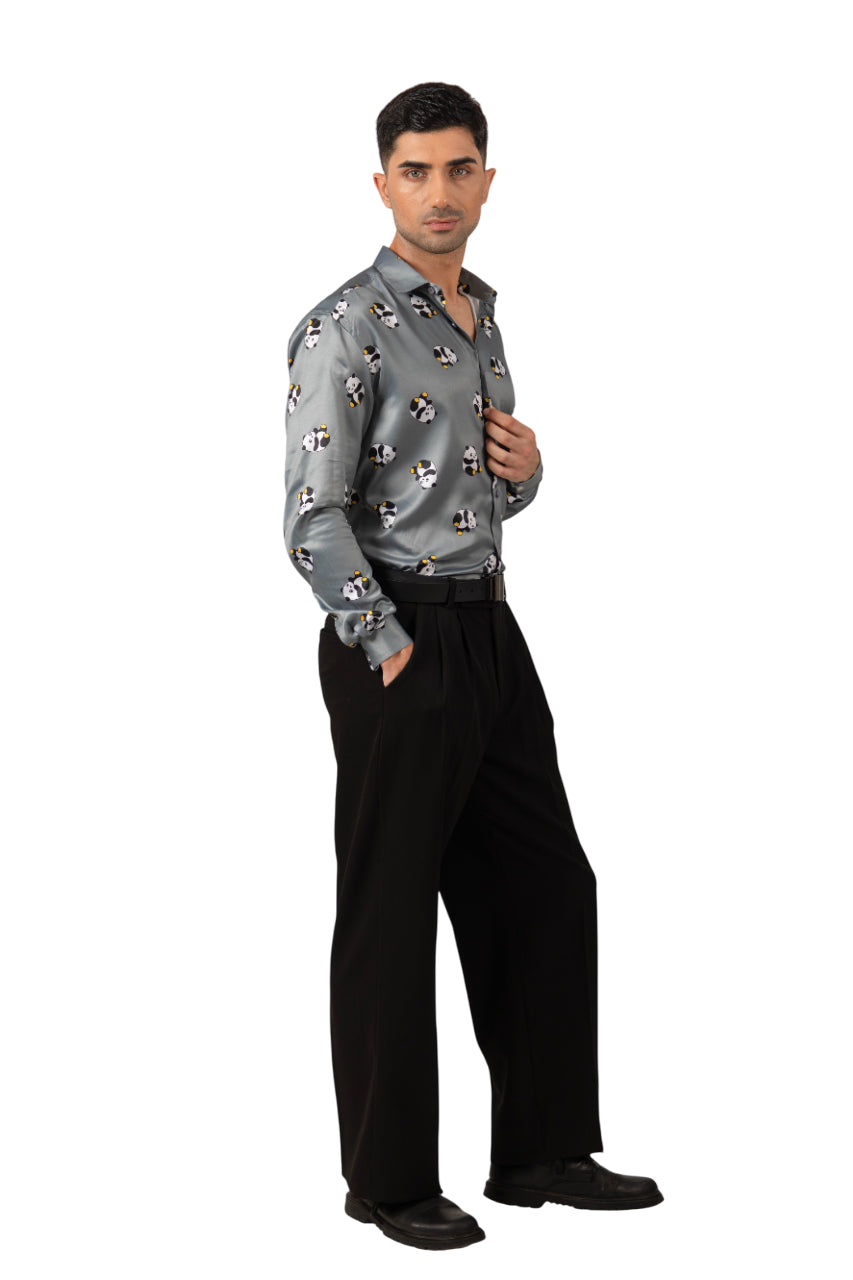 "Men Grey Panda Graphic Shirt"