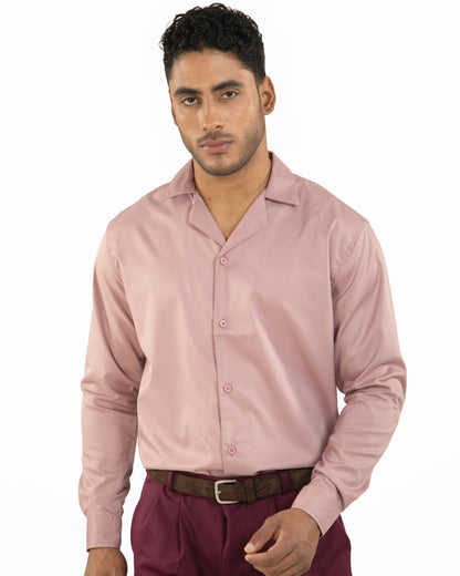 "Pink Korean collar full sleeve Shirt"