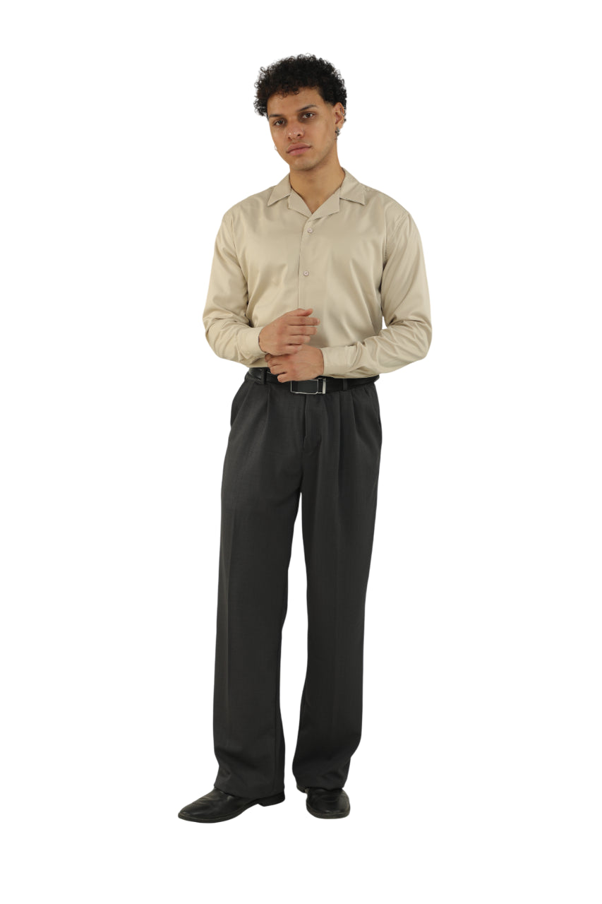 "Men Latte Beige Korean full sleeve Shirt"