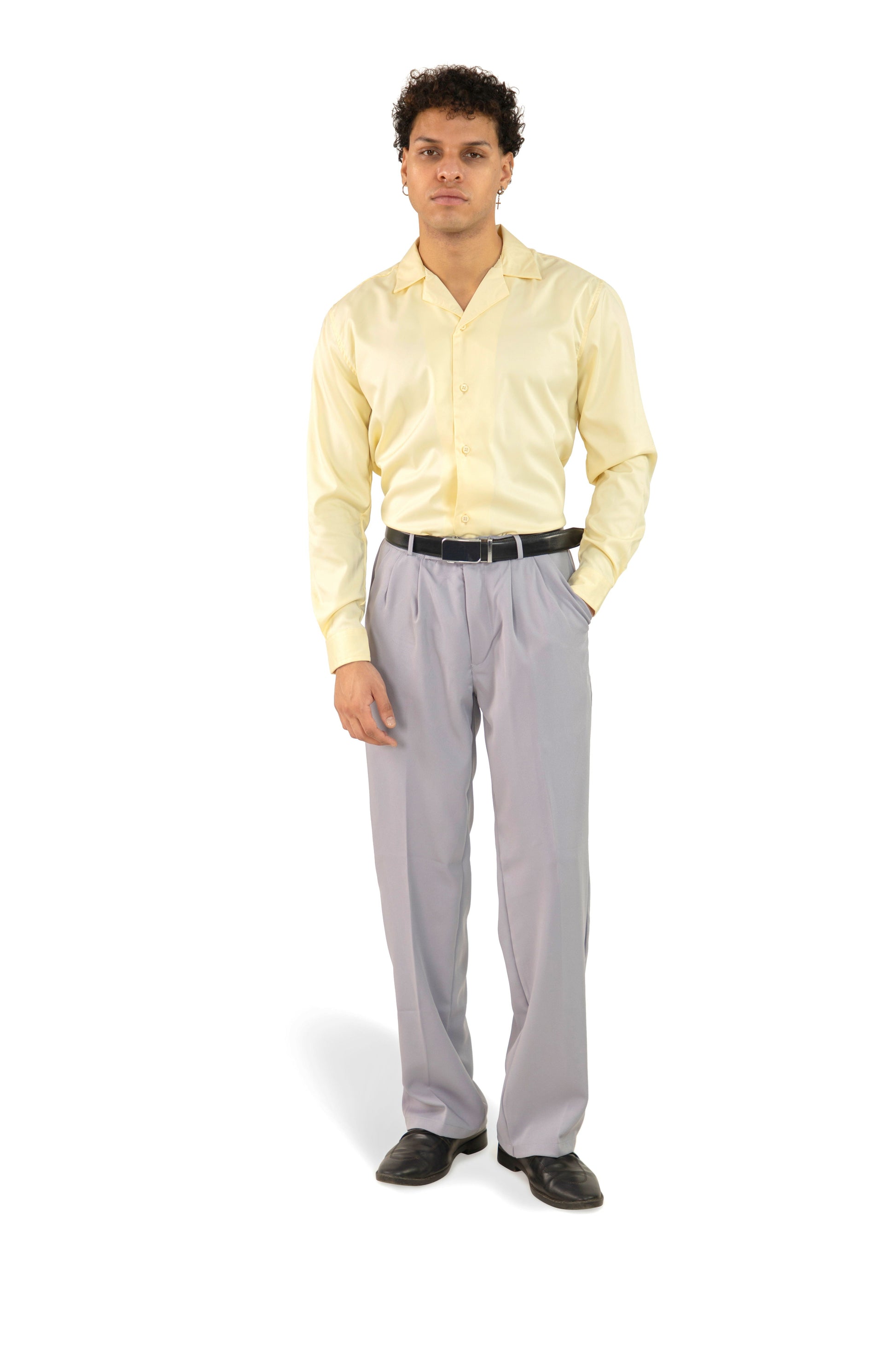 "Sunshine Yellow Korean Shirt front full look"