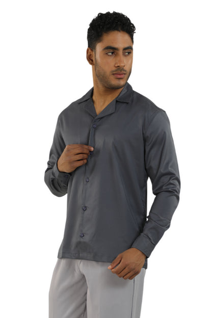 "Men Elephant Grey Korean Full Sleeve Shirt"