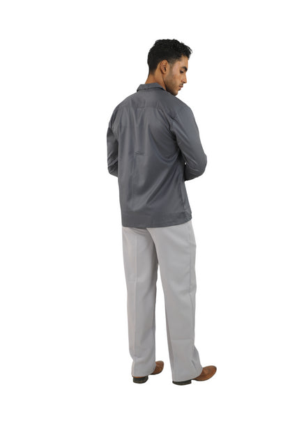 "Men Dark Grey Korean Shirt"