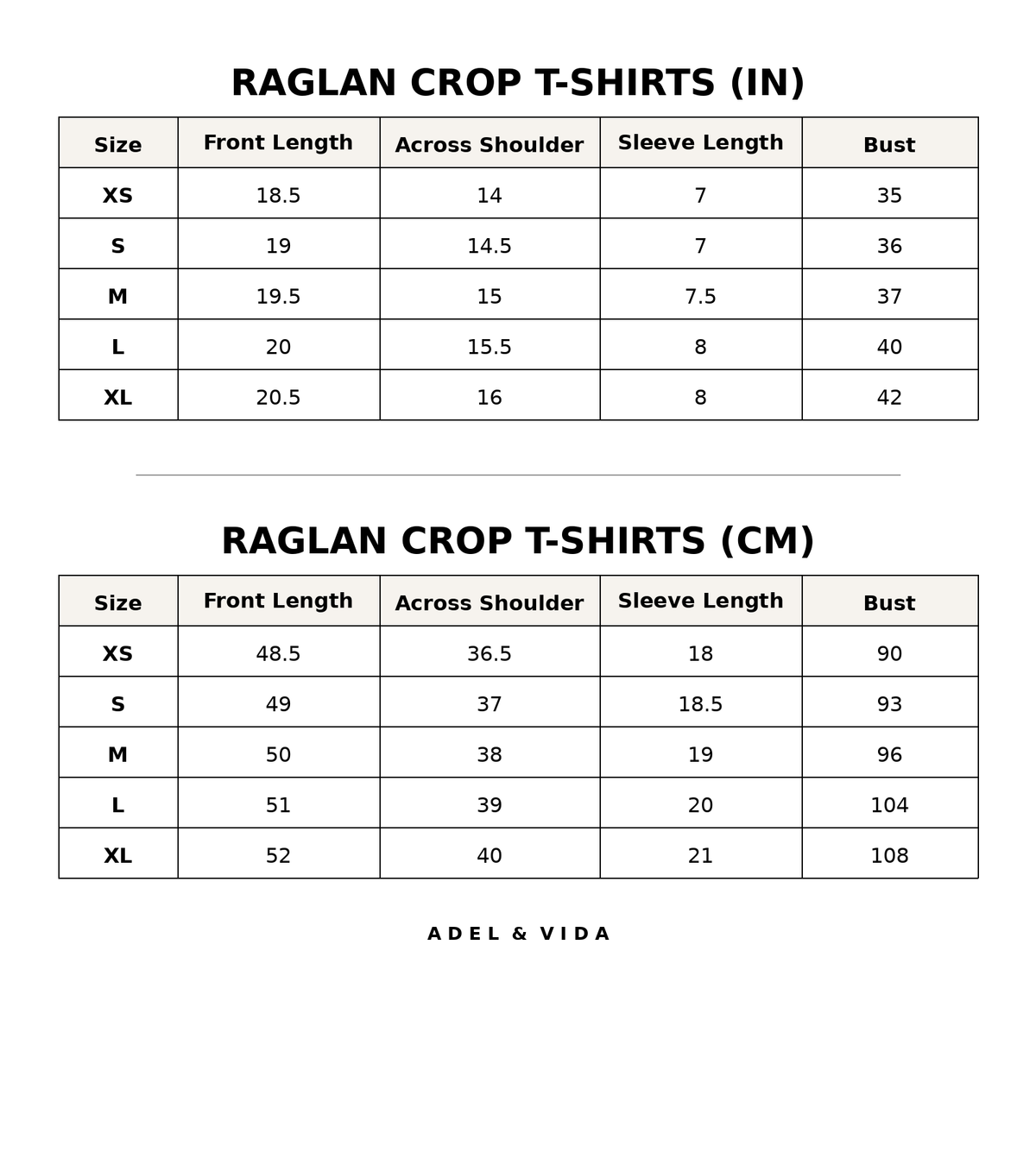 Size chart